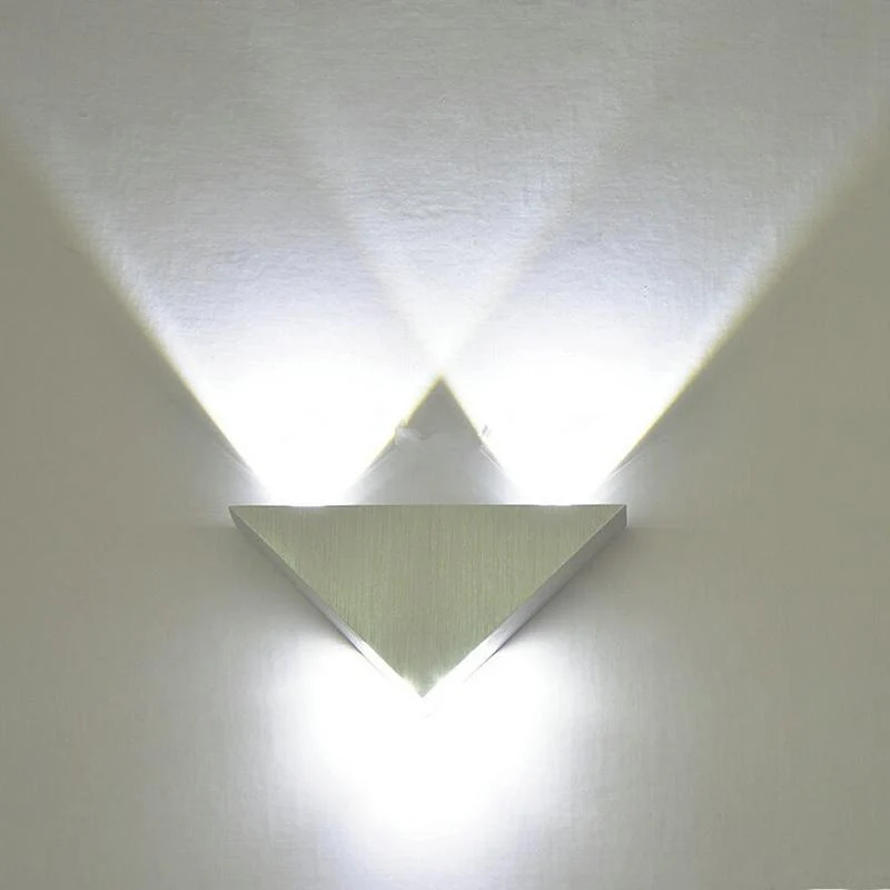Modern LED Triangle Wall Lamp Made from Aluminum Iron and Crystal