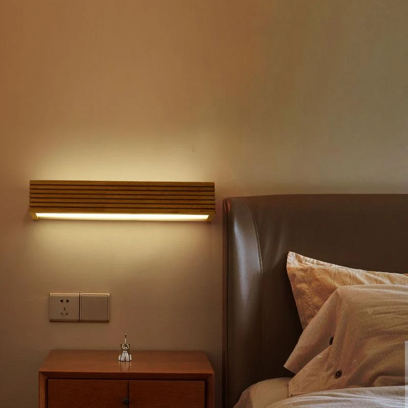 Statuto Modern Nordic Wooden Wall Lamp, 18 Inch LED Light