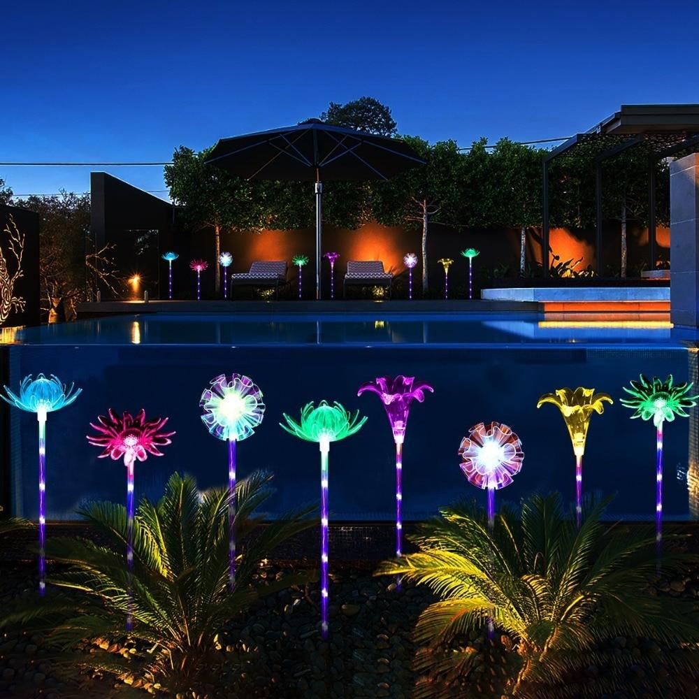 LED-blomsterlampor för trädgård i lilje-, lotus-, solros- och maskrosstil