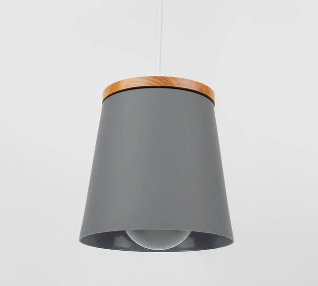 Modern Nordic Drop Down Lamp in Rubber Wood and Metal