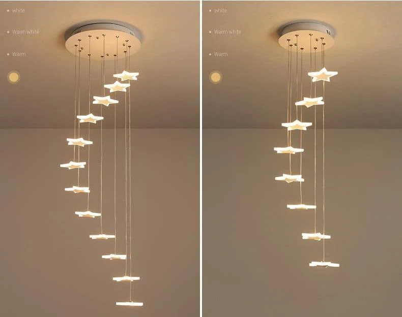 Starlight Hanging Star Chandelier in Clear Glass and Polished Steel