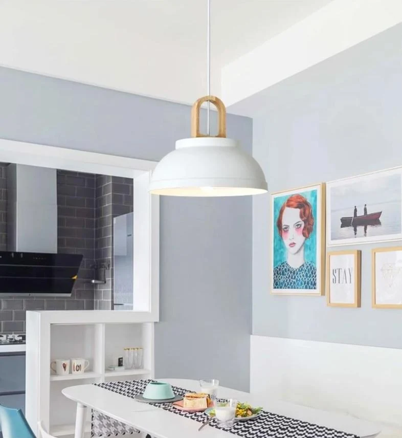 Buford Modern Nordic LED Hanging Pendant Lamp in Iron and Wood