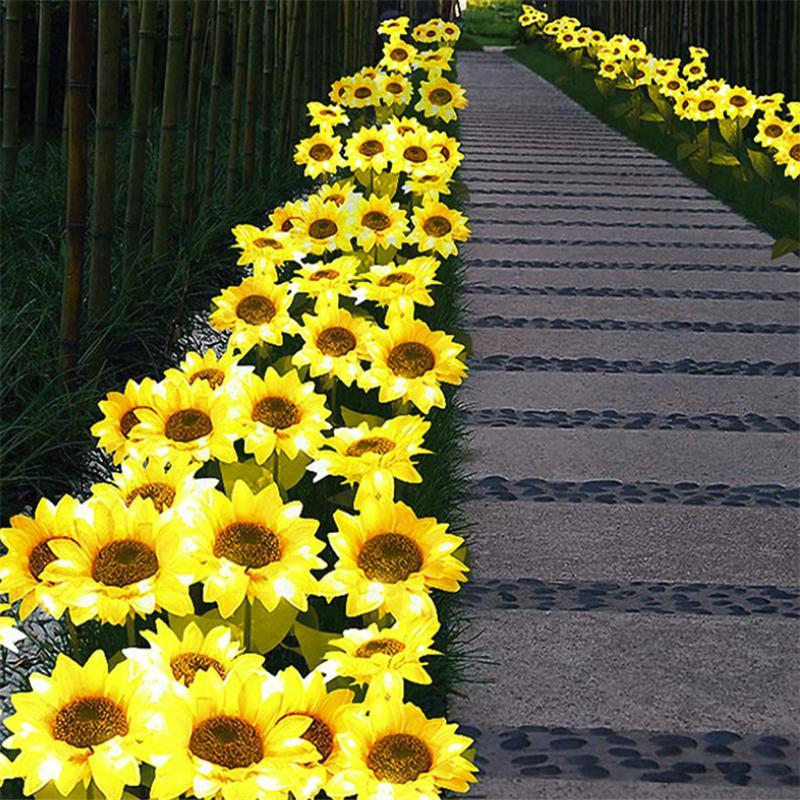 2 LED Sunflower Garden Lights for Outdoor Paths and Flower Beds