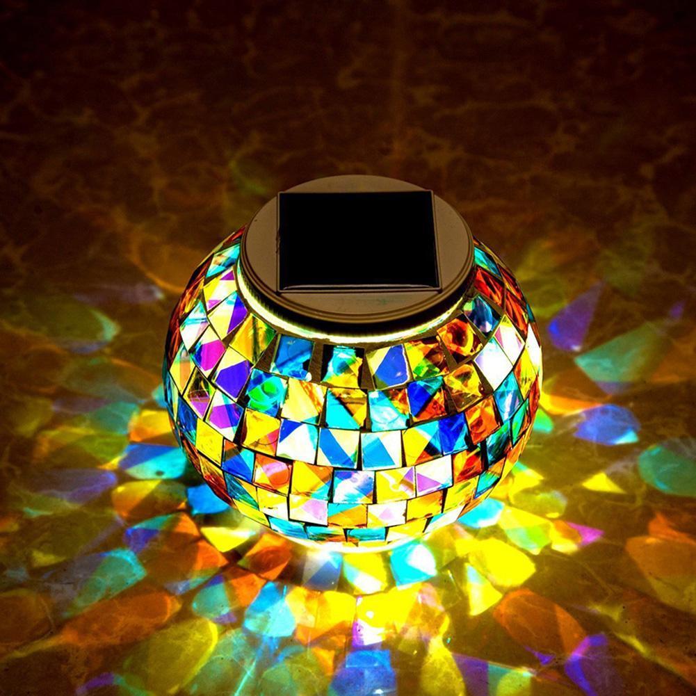 Mosaikki LED-puutarhavalo kestävästä lasista värinvaihtotilalla