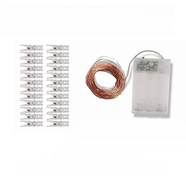 LED-lyssnor med fotoclips i varm hvid