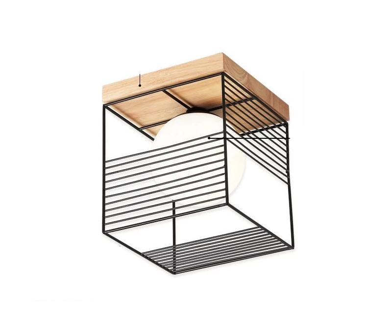 Escher Vintage Cage Ceiling Lights in Rubber Wood and Metal