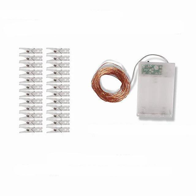 LED-lyssnor med fotoclips i varm hvid