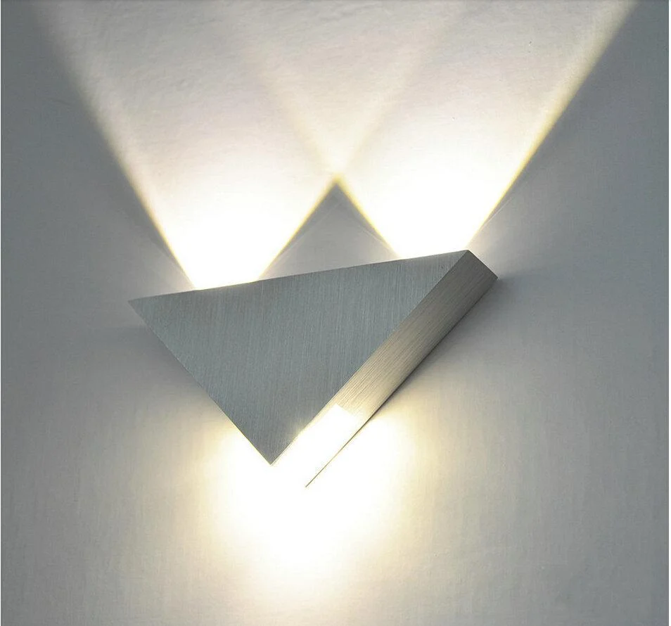 Modern LED Triangle Wall Lamp Made from Aluminum Iron and Crystal
