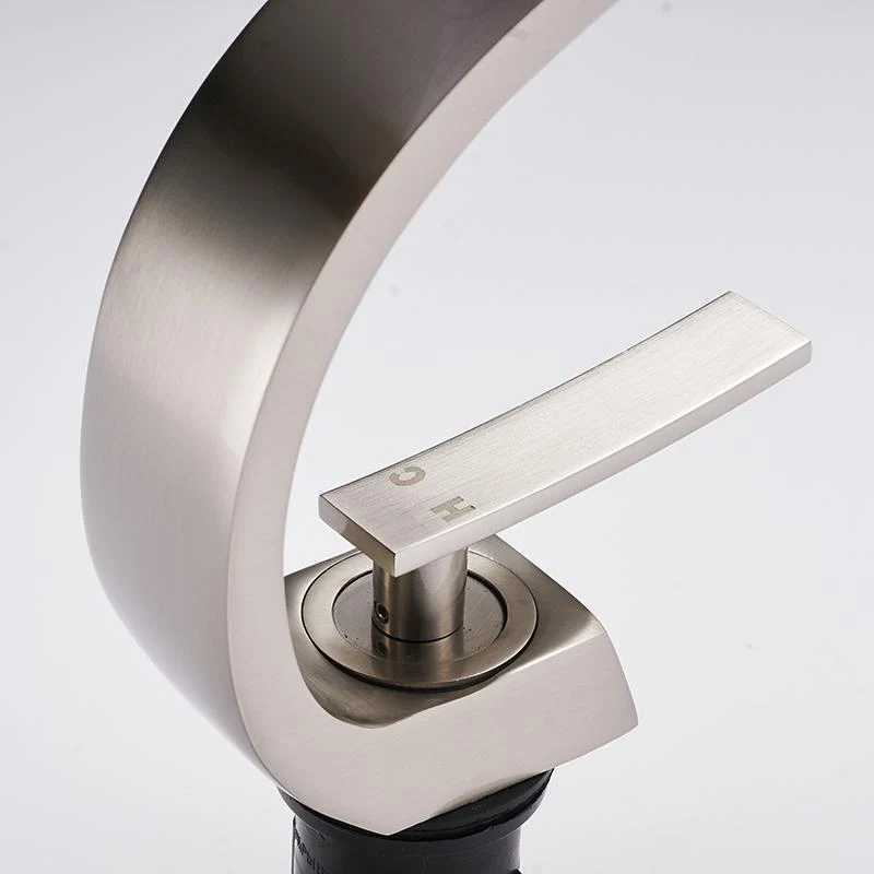Modern Crane Design Single Handle Basin Faucet in Solid Brass