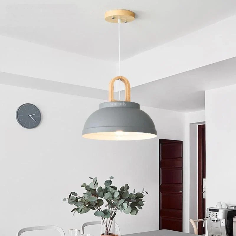 Buford Modern Nordic LED Hanging Pendant Lamp in Iron and Wood
