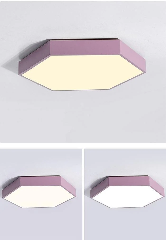 Hex Ceiling Light Flush Mount LED in Iron and Acrylic, 11.8 Inches