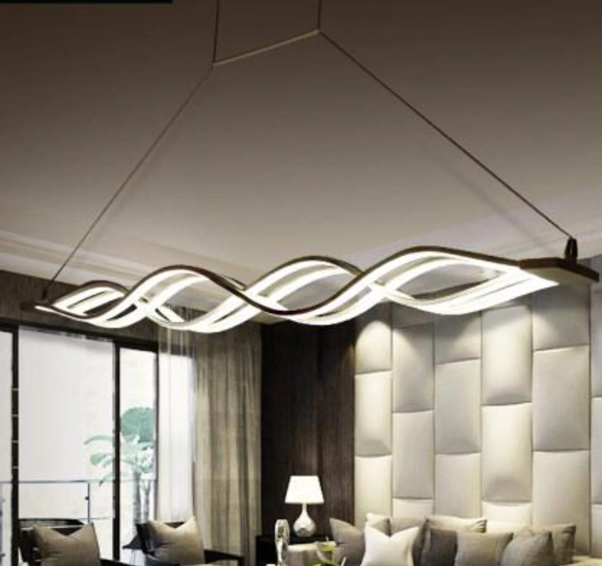 LED Wave Chandelier with Aluminum Frame and Flush Mount Installation
