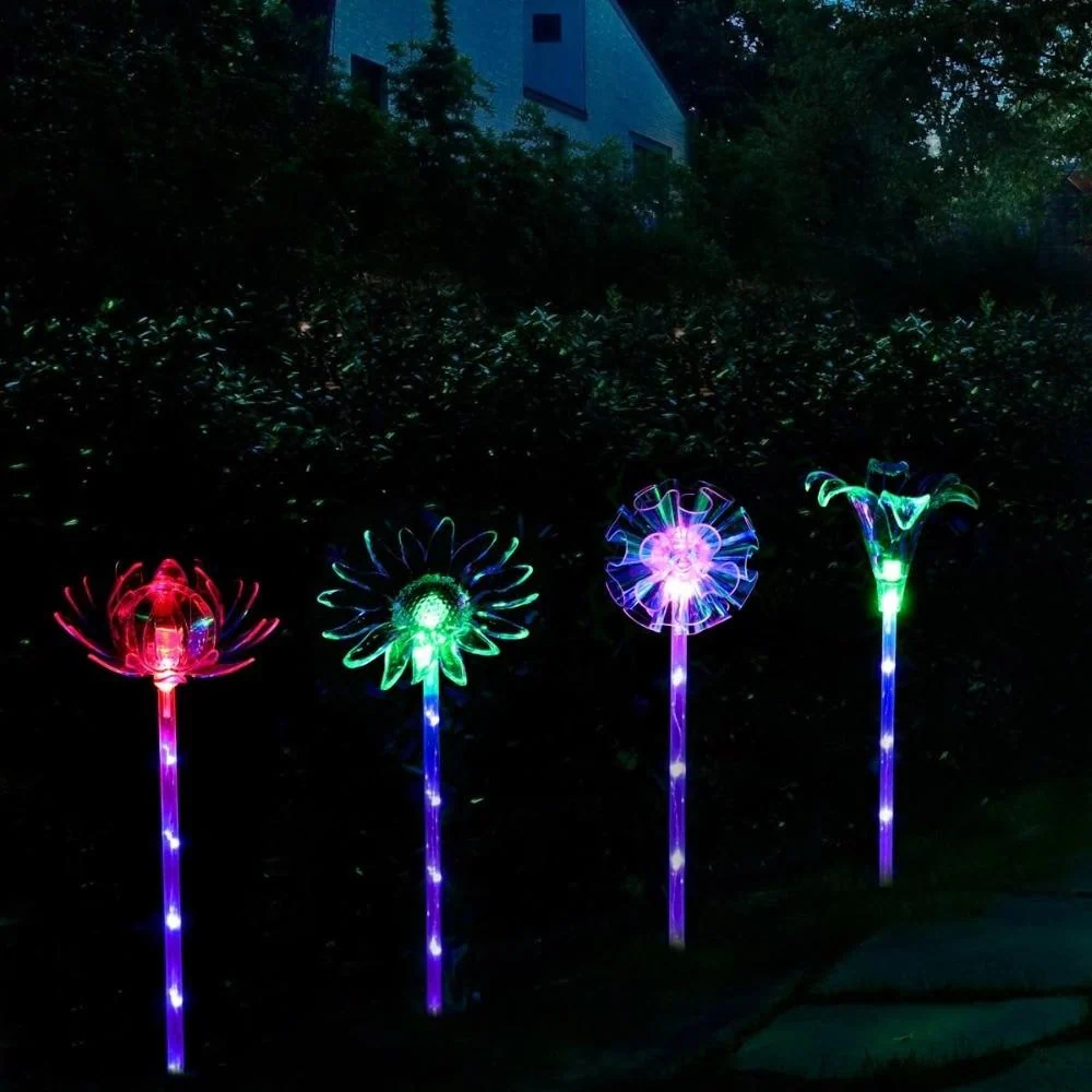 LED-blomsterlampor för trädgård i lilje-, lotus-, solros- och maskrosstil
