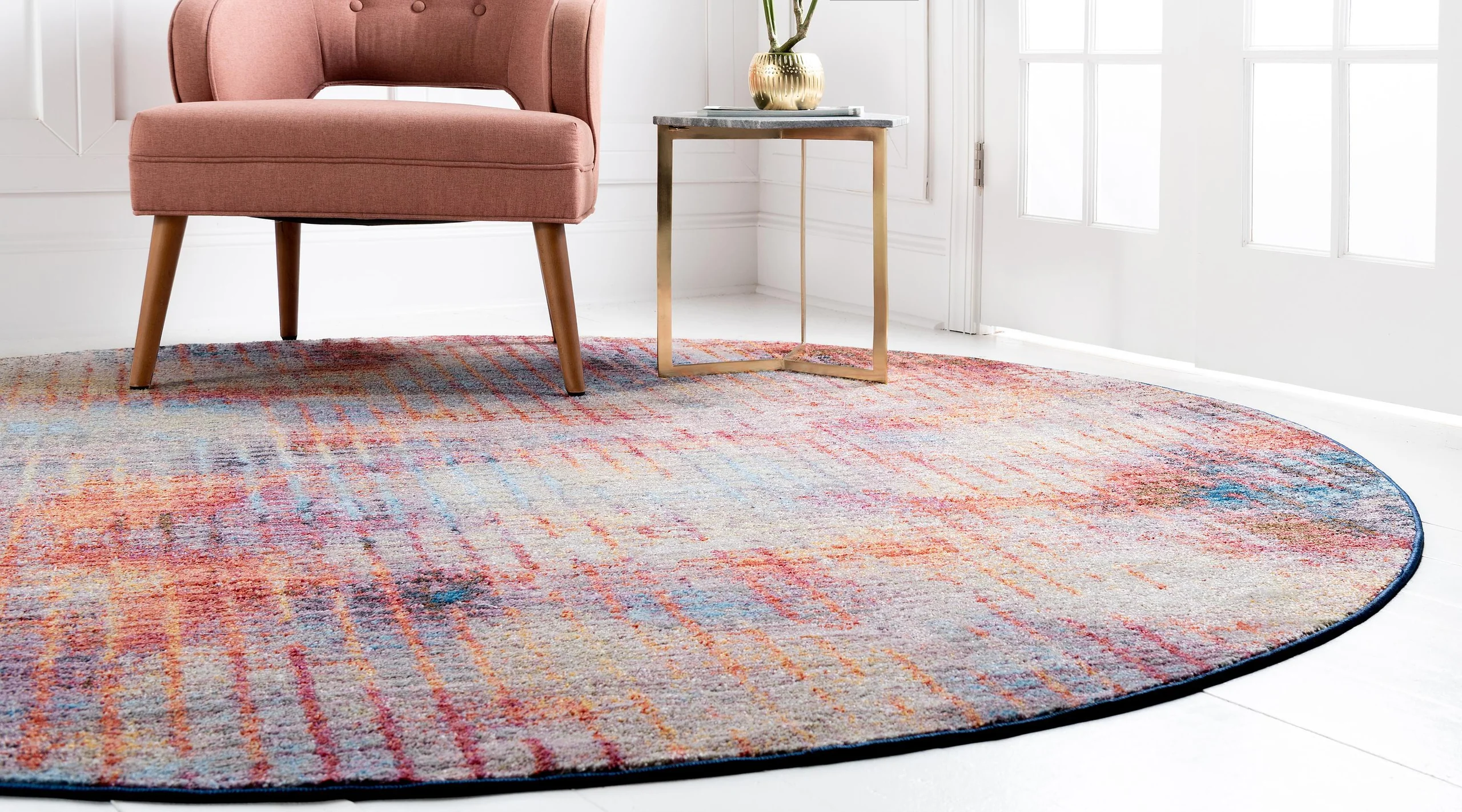 Tapete Macio Moderno com Padrão de Grelha Desbotada Gaige da Unique Loom