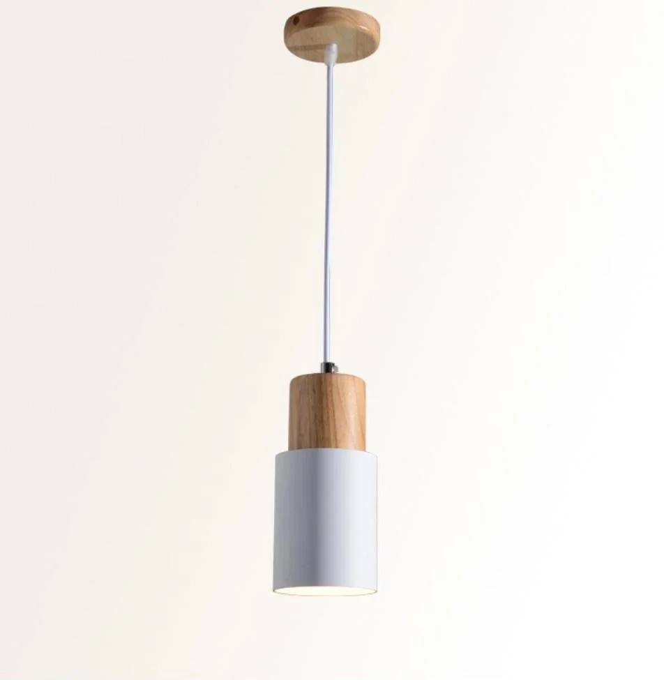 Designer Nordic Hanging Light with Wooden Base and Glass Stone Shade