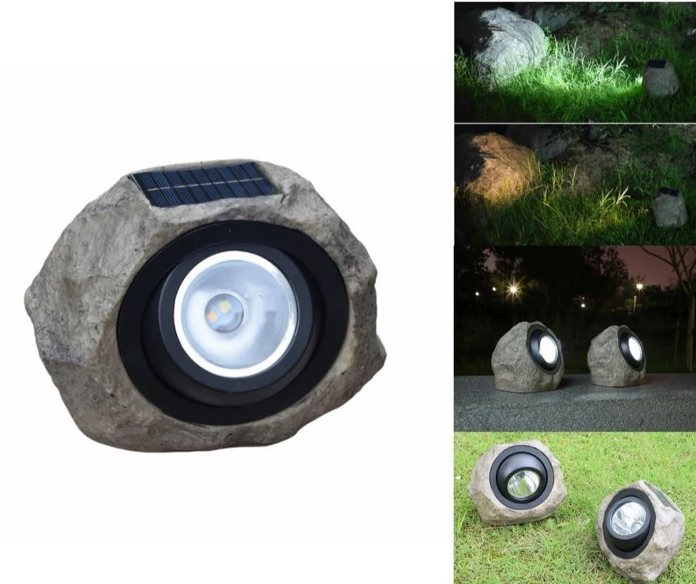 Stone buitenzonnelamp met realistisch steenontwerp voor tuinpaden