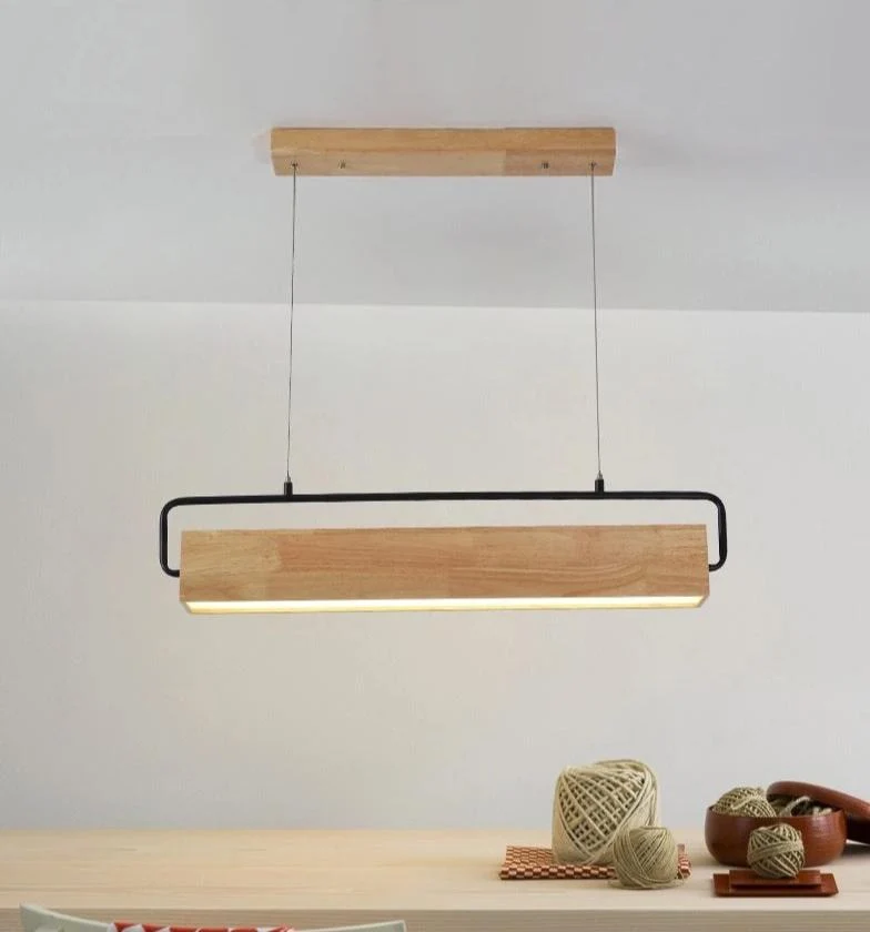 Adelbert Adjustable LED Hanging Lamp in Iron and Eco-Friendly Wood