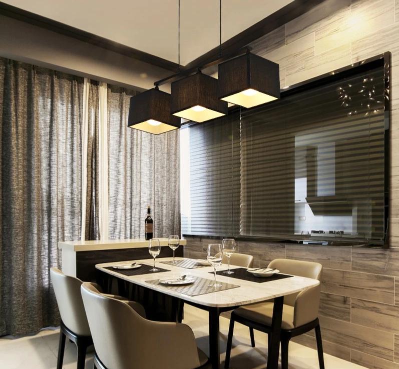 Kahlo Square Lantern Chandelier in Linen and Wrought Iron