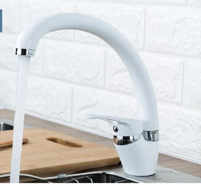 Patsy Modern Kitchen Faucet in Brass and Ceramic, Single Hole Deck Mounted
