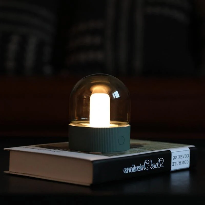 Asher Glas Kuppel Bordlampe med Én-Knaps Dæmpning og Sleep Timer