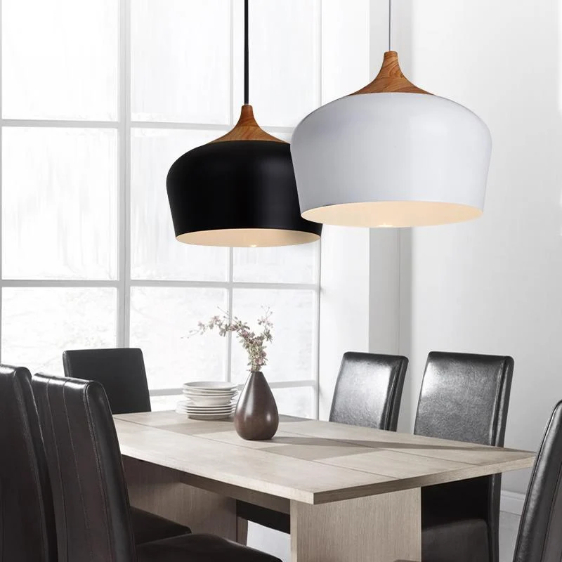 Modern Scandinavisch hanglamp LED in ijzer, hout en acryl