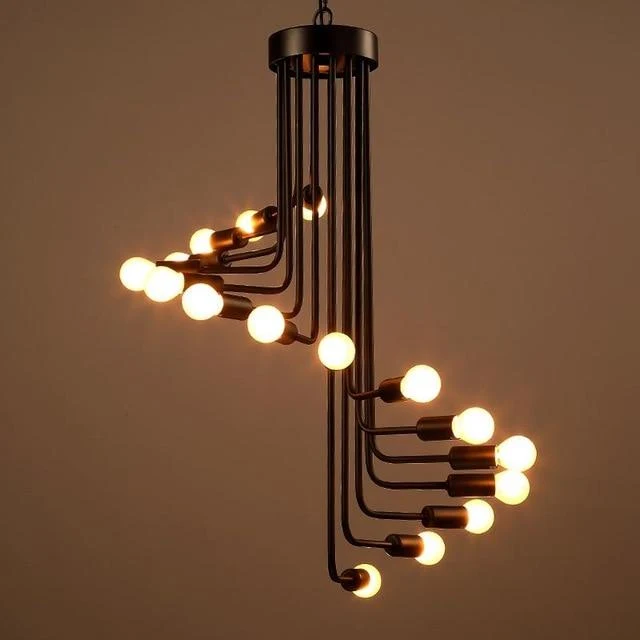 Ava Modern Nordic Spiral Chandelier in Polished Iron