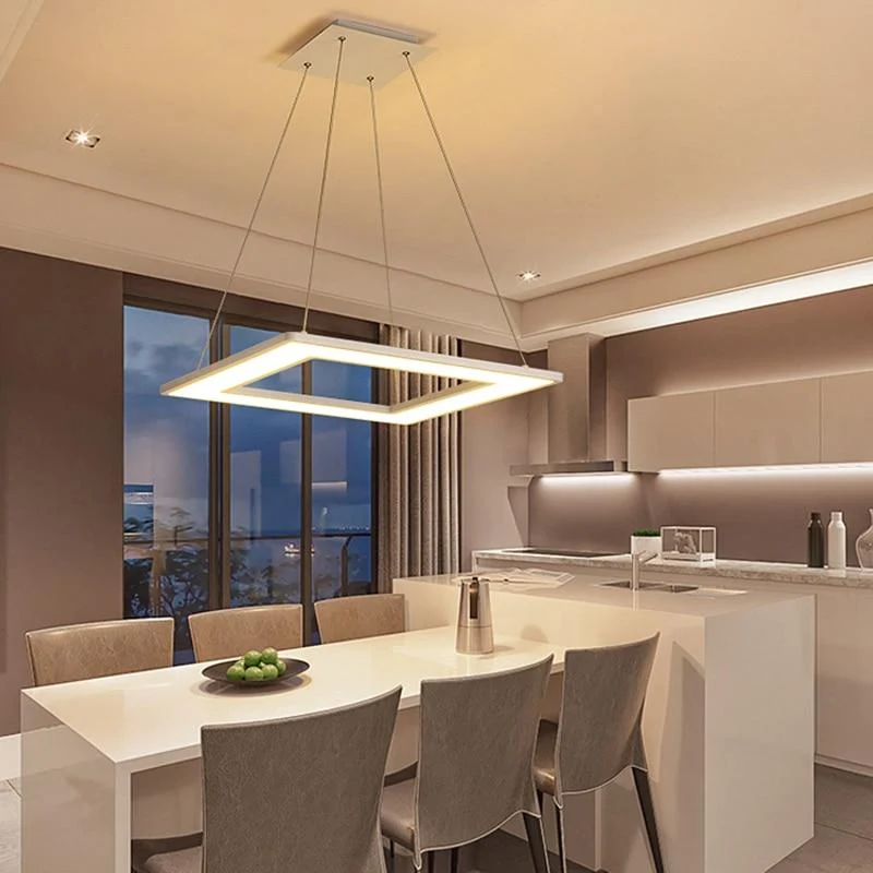 Regina Modern Hanging Frame LED Lamp for Dining Rooms and Kitchens