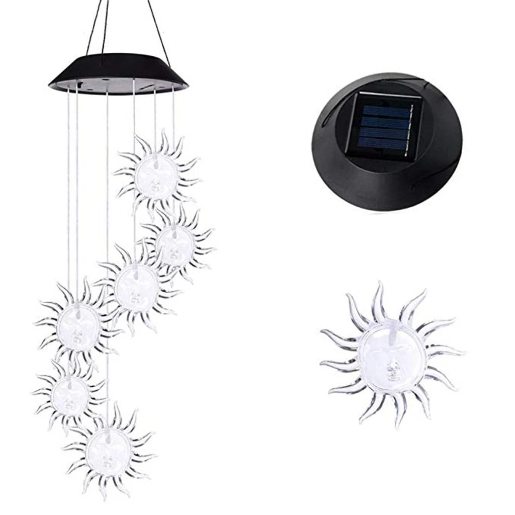 Luzes de sino de vento solar LED para varanda tranquila e iluminada