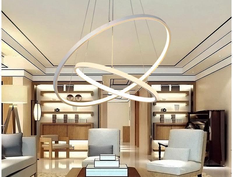 Indoor Modern Circular Ring Chandelier with Aluminum and Acrylic Frame