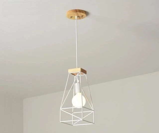 Fender Vintage Hanging Cage Lamp in Wood and Iron
