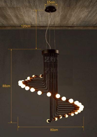 Ava Modern Nordic Spiral Chandelier in Polished Iron