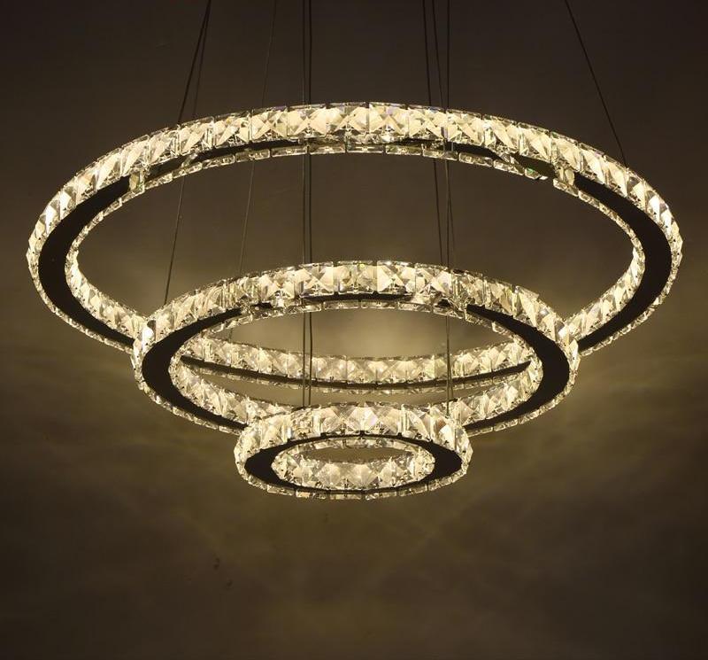 Circular Crystal LED Chandelier in Stainless Steel for Ceiling Mount