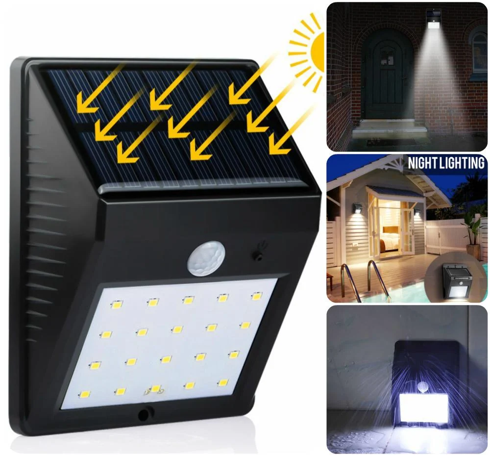 Solar-buitenlamp met bewegingssensor en 20 LED's