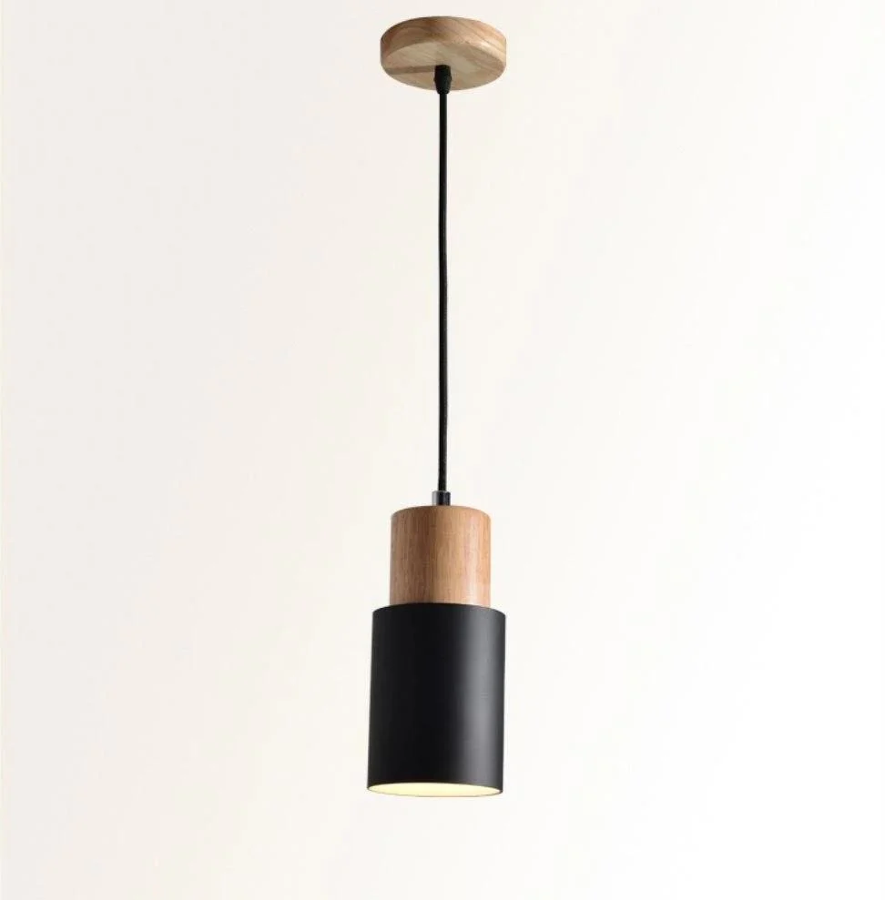 Designer Nordic Hanging Light with Wooden Base and Glass Stone Shade