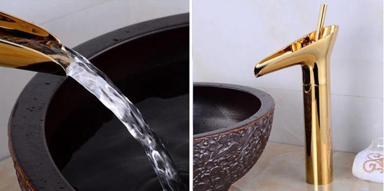 Luxury Oriental Waterfall Faucet in Premium Brass, Single Lever