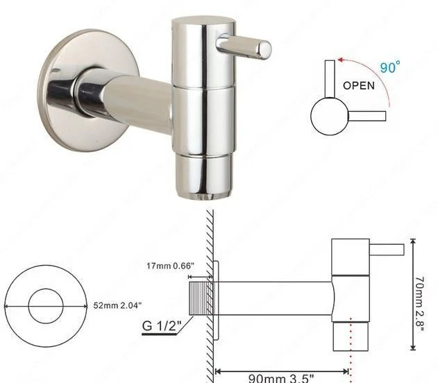 Torneira de Parede para Banheiro Linus Chrome com Alavanca Única