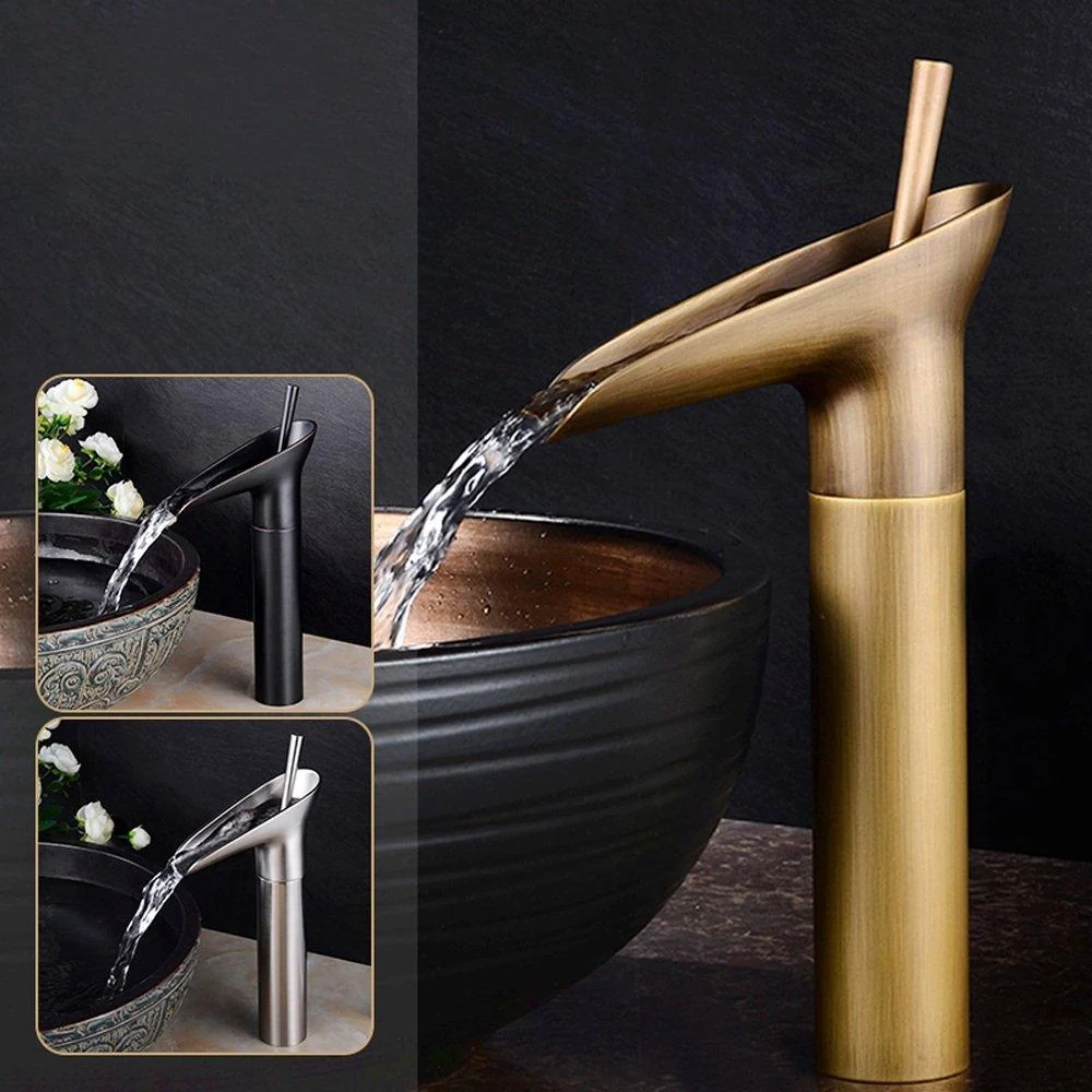 Luxury Oriental Waterfall Faucet in Premium Brass, Single Lever