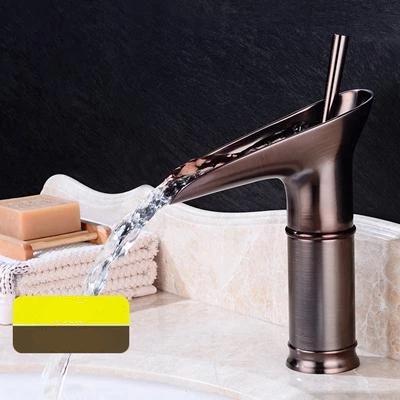 Luxury Oriental Waterfall Faucet in Premium Brass, Single Lever