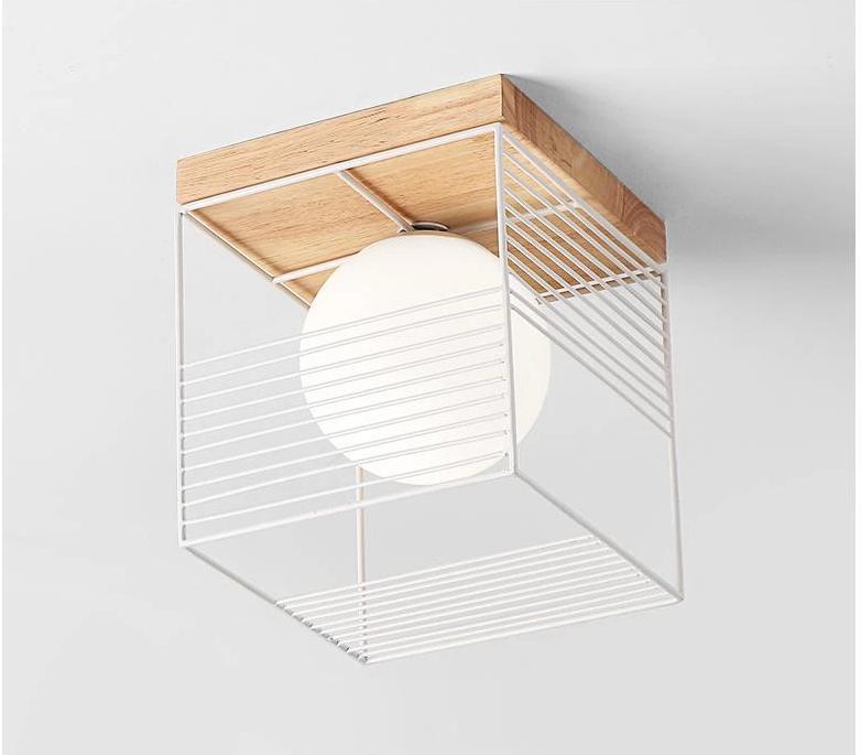 Escher Vintage Cage Ceiling Lights in Rubber Wood and Metal