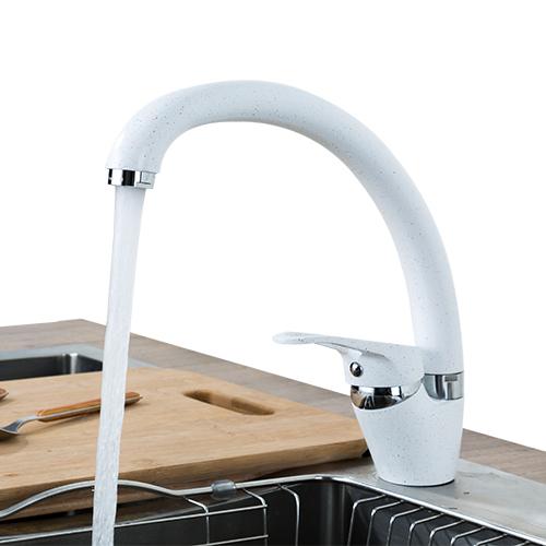 Patsy Modern Kitchen Faucet in Brass and Ceramic, Single Hole Deck Mounted