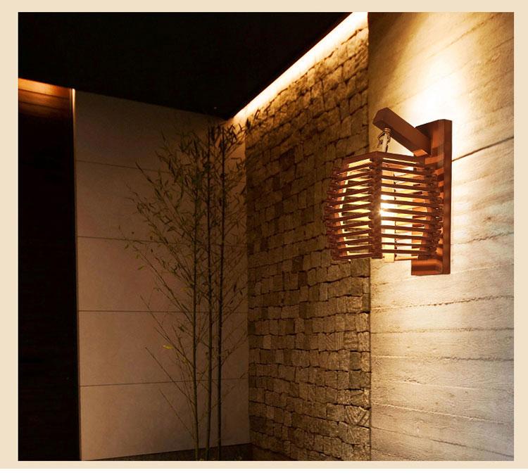 Cassia Wooden Lantern Lamp Wall Mounted Carved Wood Light