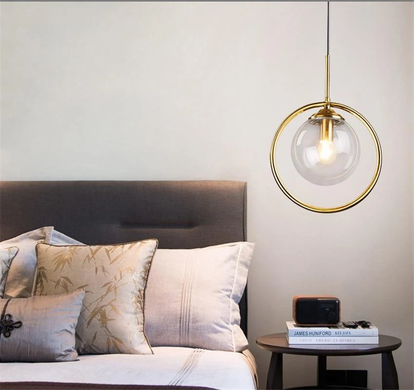 Silvana Modern Ring Pendant Light in Glass and Iron