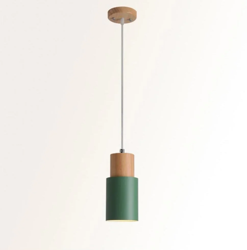 Designer Nordic Hanging Light with Wooden Base and Glass Stone Shade