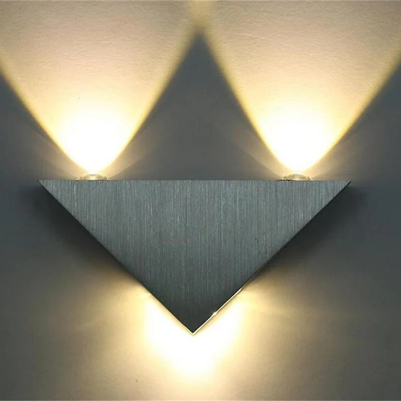 Modern LED Triangle Wall Lamp Made from Aluminum Iron and Crystal