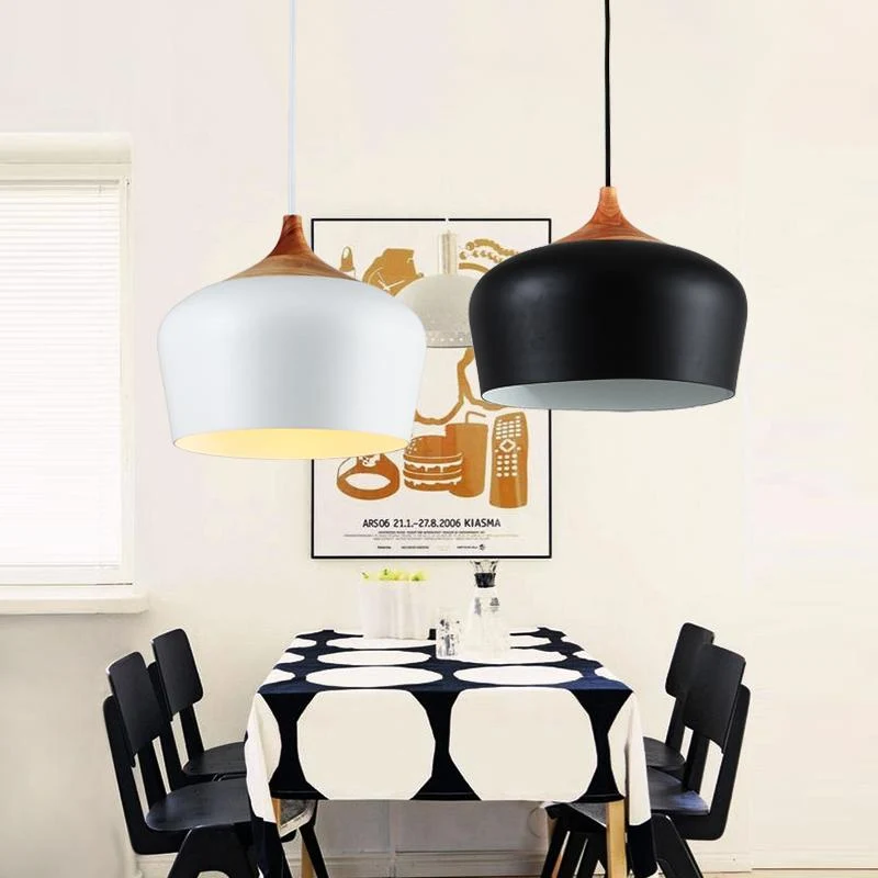 Modern Scandinavisch hanglamp LED in ijzer, hout en acryl