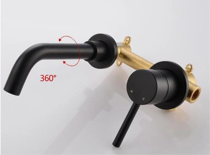Modern Brass Wall Mounted Faucet, Two Piece Single Hole Design