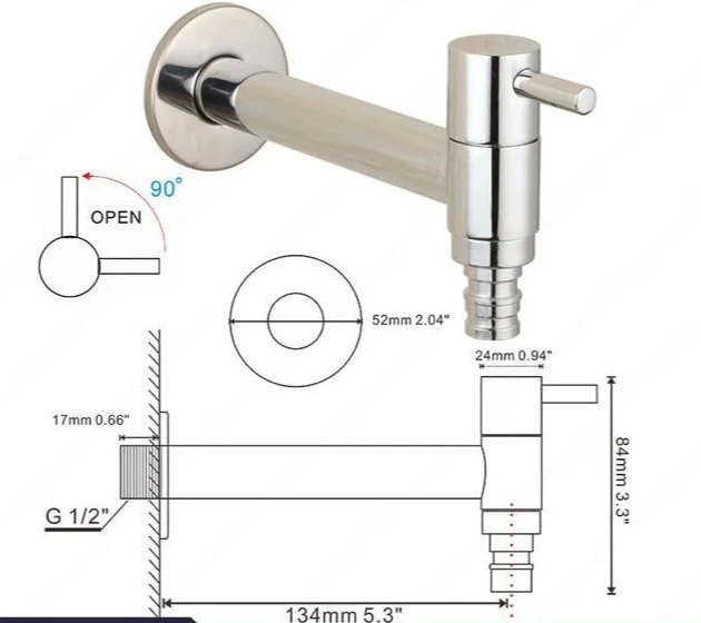 Torneira de Parede para Banheiro Linus Chrome com Alavanca Única