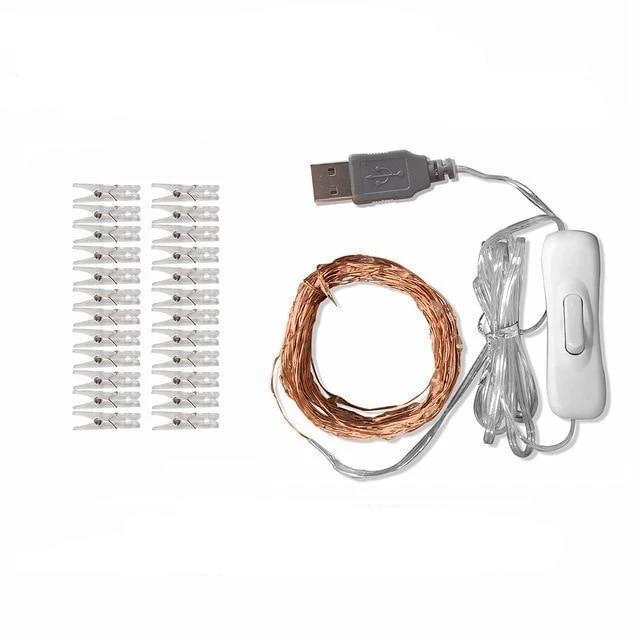 LED-lyssnor med fotoclips i varm hvid