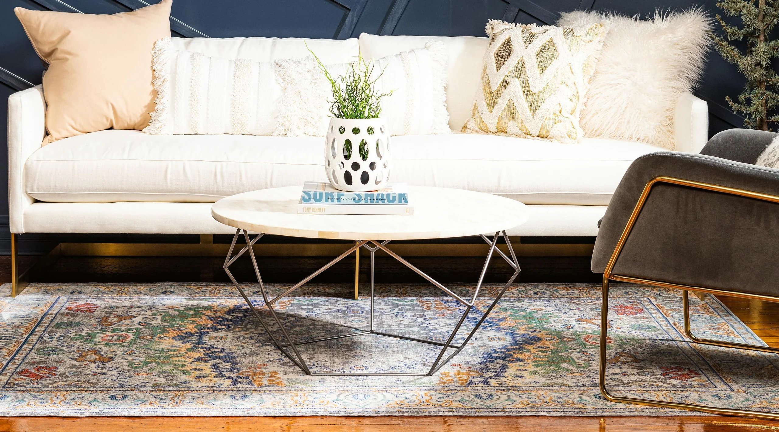 Turner Gray and Blue Vintage Style Area Rug from Unique Loom