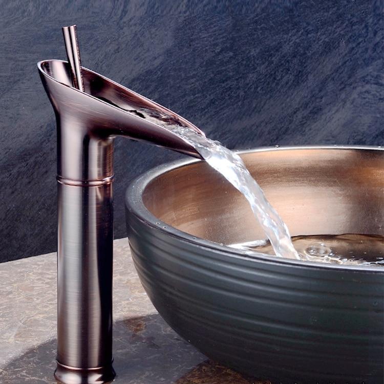 Luxury Oriental Waterfall Faucet in Premium Brass, Single Lever
